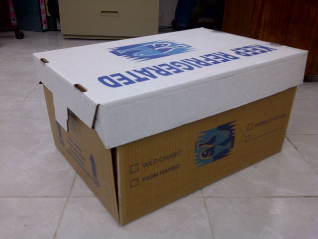 CAJA ENCERAD PARA 55lbs de PESCADO FRESCO 